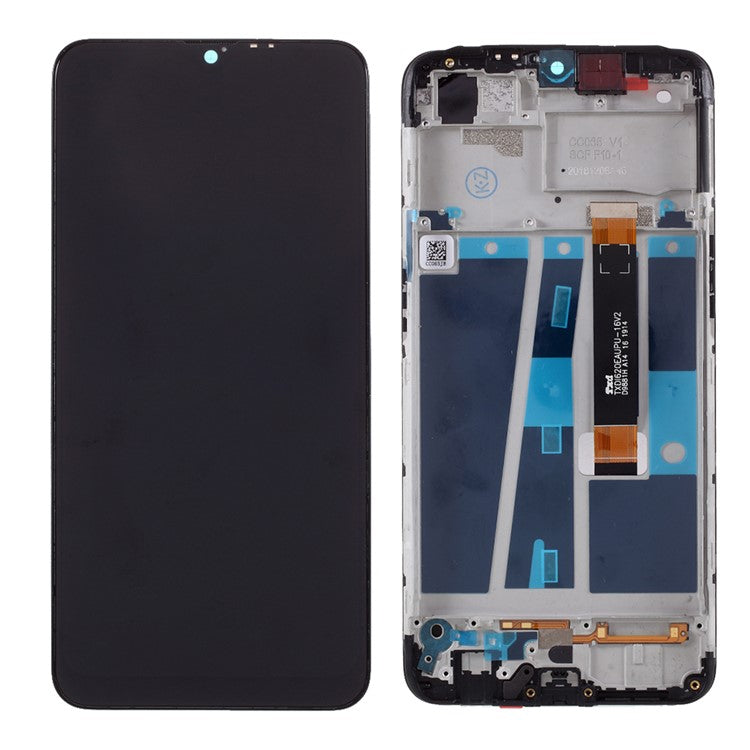 LCD Screen and Digitizer Assembly + Frame Repair Part for Oppo A7 - Black