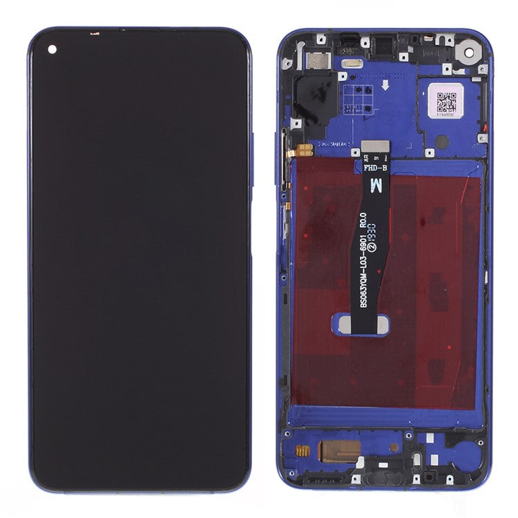 Grade B Assembly LCD Screen and Digitizer Assembly + Frame Part (without Logo) for Huawei Honor 20 YAL-L21 - Blue
