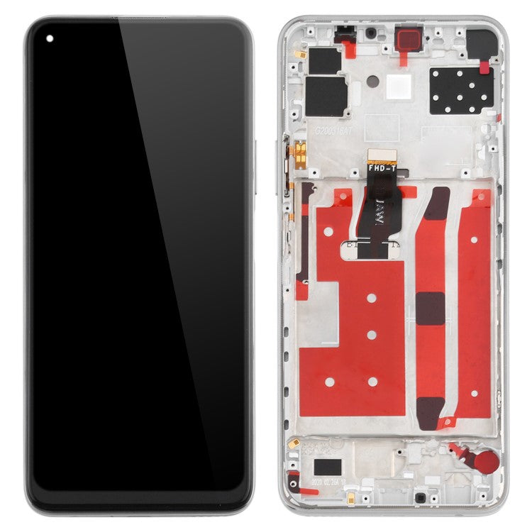 OEM Grade S LCD Screen and Digitizer Assembly + Frame Replacement Part (without Logo) for Huawei nova 7 SE / P40 Lite 5G - Silver
