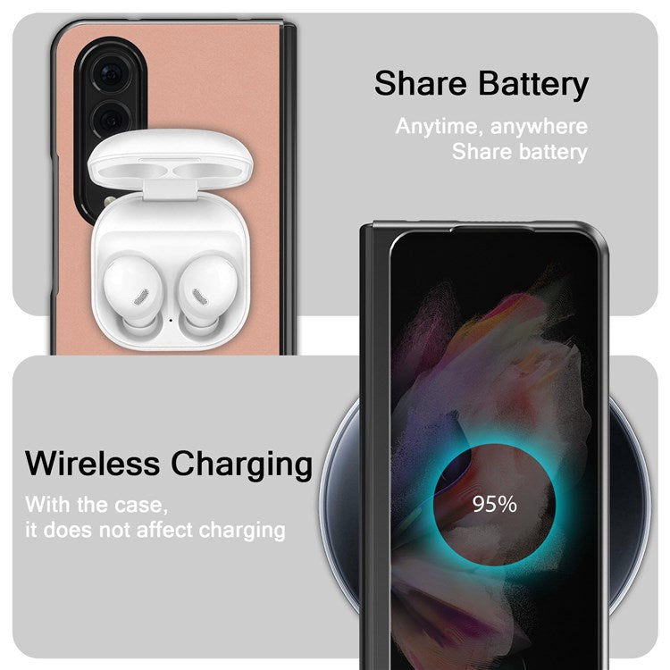 LC.IMEEKE for Samsung Galaxy Z Fold4 5G TPU Frame Leather Coated PC Phone Case Anti-scratch Folding Cover - Pink