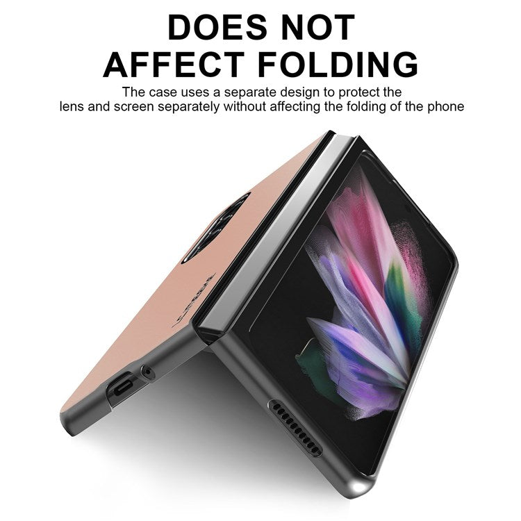 LC.IMEEKE for Samsung Galaxy Z Fold4 5G TPU Frame Leather Coated PC Phone Case Anti-scratch Folding Cover - Pink