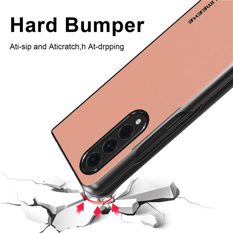 LC.IMEEKE for Samsung Galaxy Z Fold4 5G TPU Frame Leather Coated PC Phone Case Anti-scratch Folding Cover - Pink