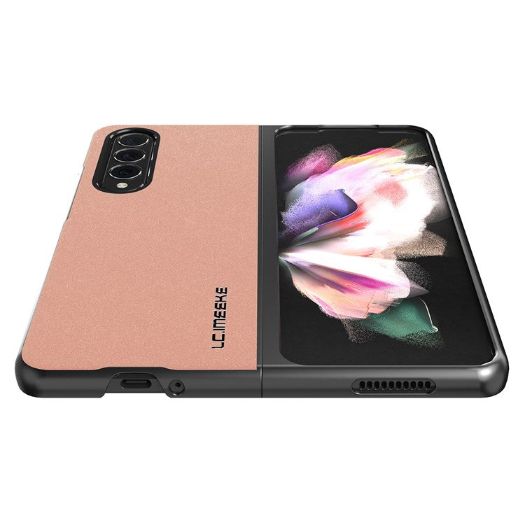 LC.IMEEKE for Samsung Galaxy Z Fold4 5G TPU Frame Leather Coated PC Phone Case Anti-scratch Folding Cover - Pink