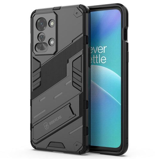 For OnePlus Nord 2T 5G Hard PC Soft TPU Hybrid Cover Kickstand Shockproof Protective Phone Case - Black
