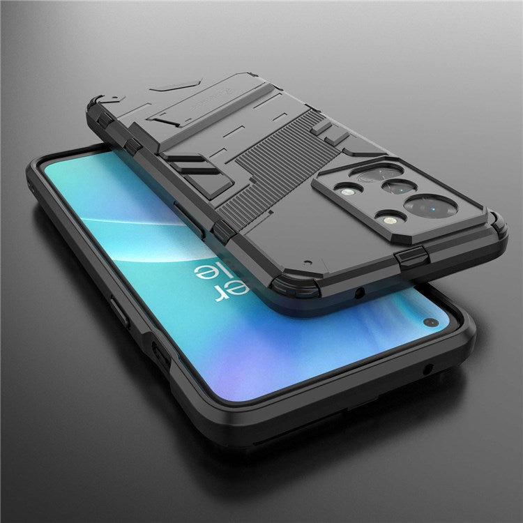 For OnePlus Nord 2T 5G Hard PC Soft TPU Hybrid Cover Kickstand Shockproof Protective Phone Case - Black
