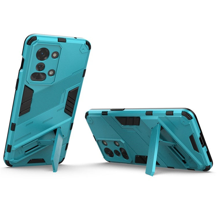 For OnePlus Nord 2T 5G Hard PC Soft TPU Hybrid Cover Kickstand Shockproof Protective Phone Case - Baby Blue