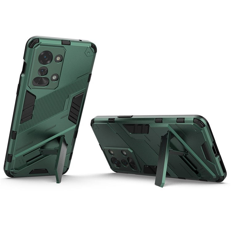 For OnePlus Nord 2T 5G Hard PC Soft TPU Hybrid Cover Kickstand Shockproof Protective Phone Case - Green