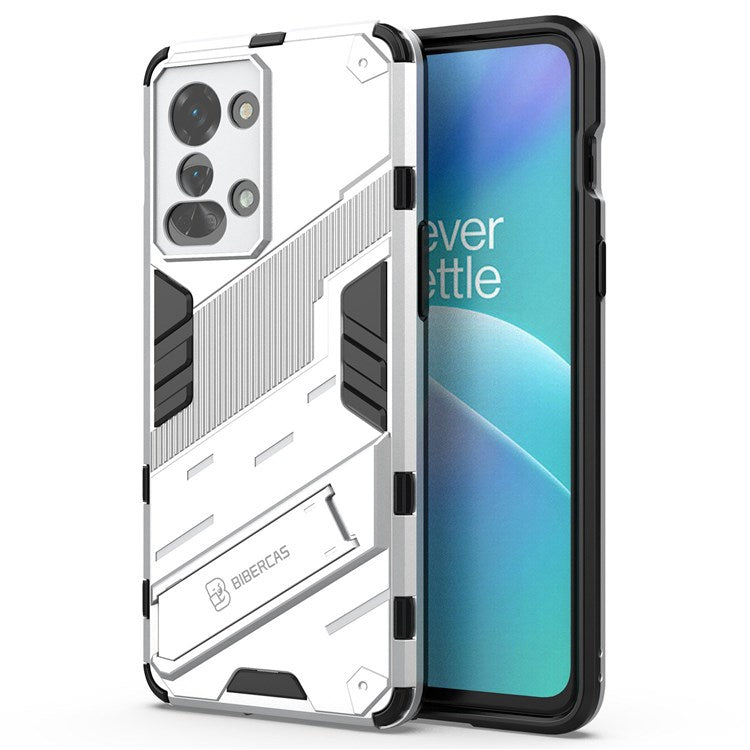 For OnePlus Nord 2T 5G Hard PC Soft TPU Hybrid Cover Kickstand Shockproof Protective Phone Case - White