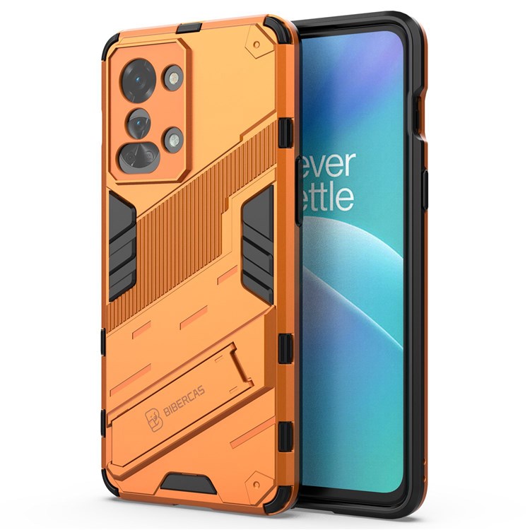 For OnePlus Nord 2T 5G Hard PC Soft TPU Hybrid Cover Kickstand Shockproof Protective Phone Case - Orange