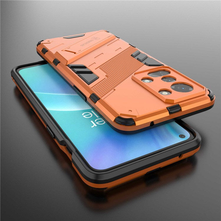 For OnePlus Nord 2T 5G Hard PC Soft TPU Hybrid Cover Kickstand Shockproof Protective Phone Case - Orange