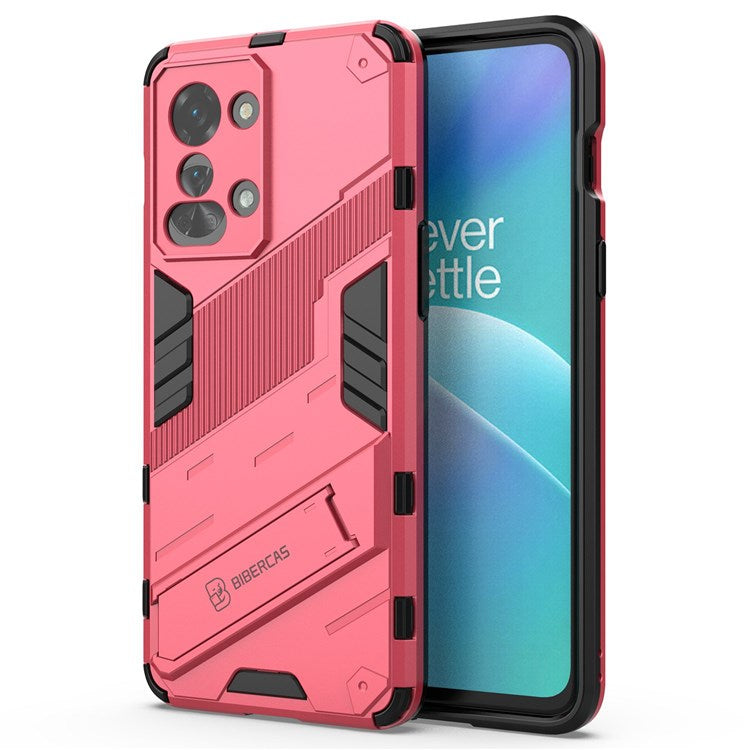 For OnePlus Nord 2T 5G Hard PC Soft TPU Hybrid Cover Kickstand Shockproof Protective Phone Case - Rose