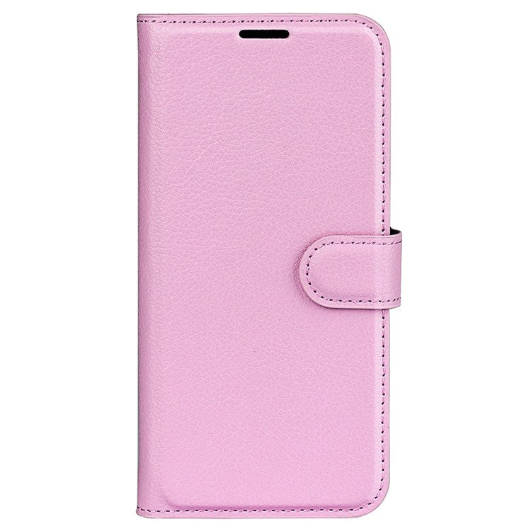 Litchi Texture Phone Case for Oppo Reno8 5G (Global Version) / Reno8 5G, Foldable Stand Anti-scratch PU Leather Wallet Case Shockproof Cell Phone Cover - Pink