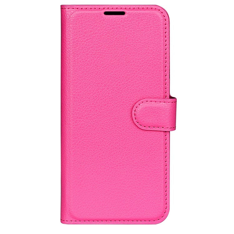 Litchi Texture Phone Case for Oppo Reno8 5G (Global Version) / Reno8 5G, Foldable Stand Anti-scratch PU Leather Wallet Case Shockproof Cell Phone Cover - Rose