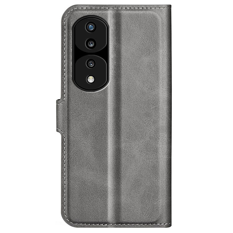 For Honor 70 5G PU Leather Stand Wallet Feature Magnetic Case Square Wear-resistant TPU Flip Book Cover - Grey