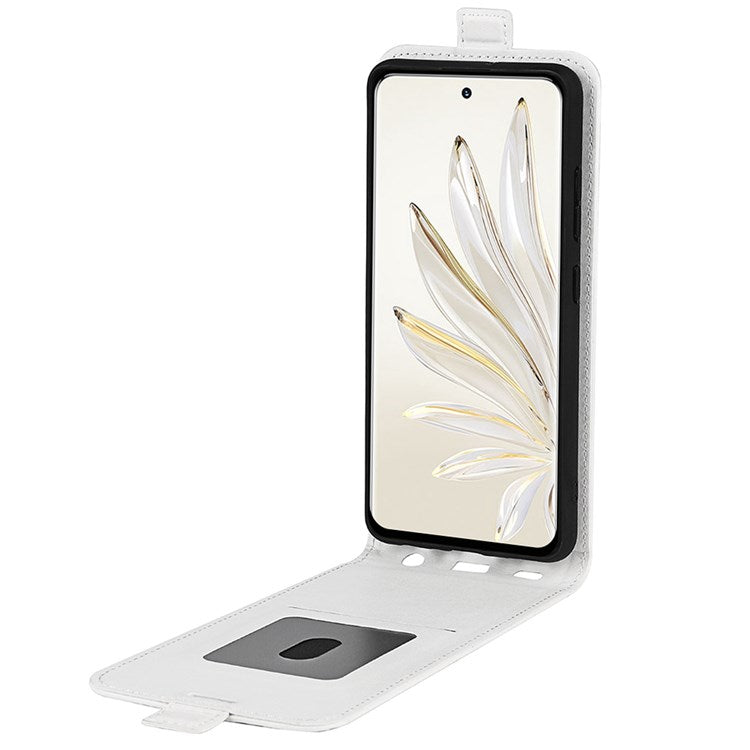 For Honor 70 5G Vertical Flip Phone Case Crazy Horse Texture PU Leather Protective Cover with Card Slot - White