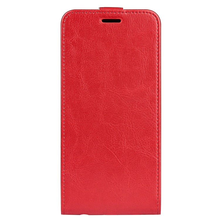For Honor 70 5G Vertical Flip Phone Case Crazy Horse Texture PU Leather Protective Cover with Card Slot - Red