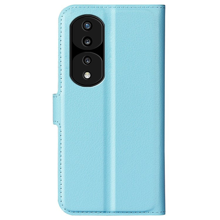 For Honor 70 5G Litchi Texture Wallet Case PU Leather Stand Shockproof TPU Inner Shell Flip Folio Cover - Blue