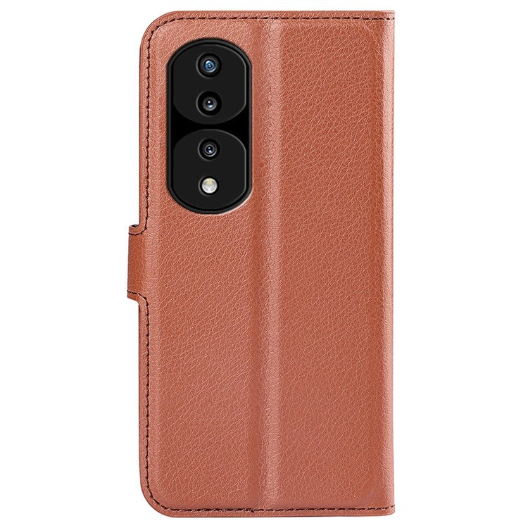 For Honor 70 5G Litchi Texture Wallet Case PU Leather Stand Shockproof TPU Inner Shell Flip Folio Cover - Brown