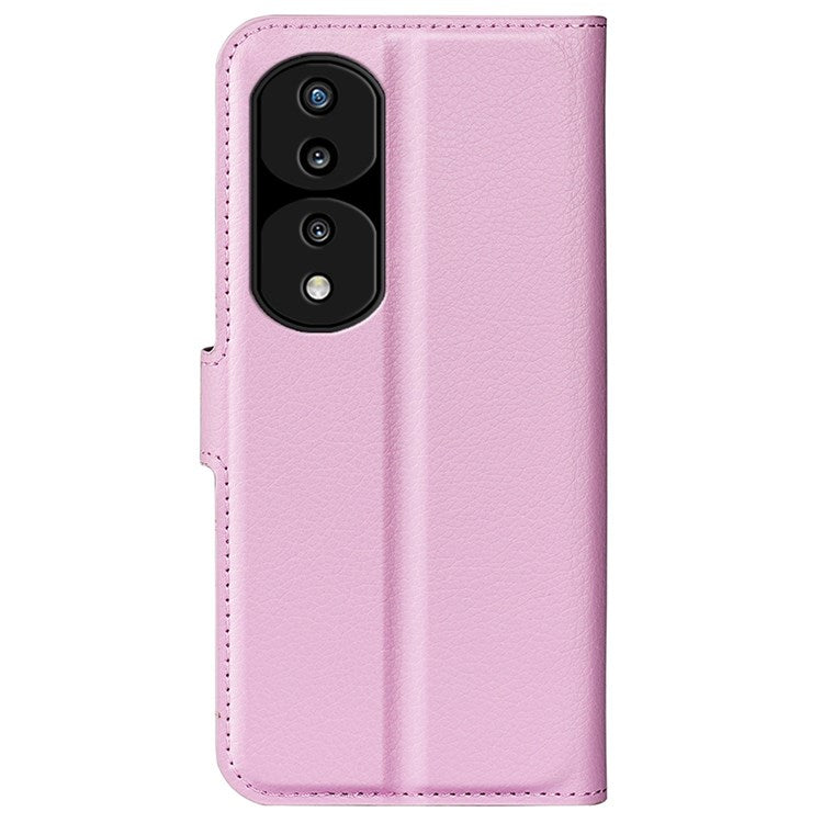 For Honor 70 5G Litchi Texture Wallet Case PU Leather Stand Shockproof TPU Inner Shell Flip Folio Cover - Pink