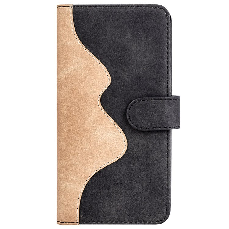 For Honor 70 Pro 5G Color Splicing Wallet Case PU Leather Magnetic Protect Flip Stand Phone Cover - Black