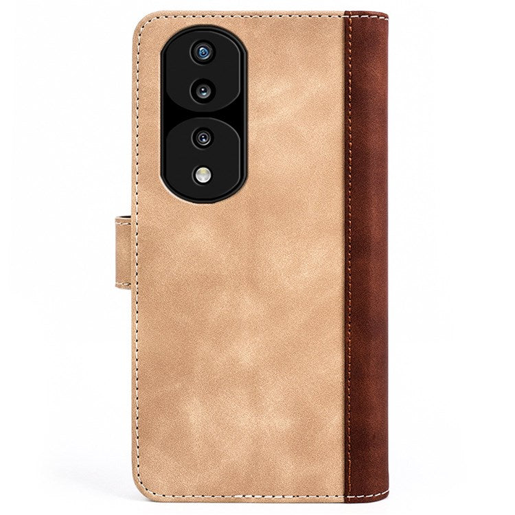 For Honor 70 Pro 5G Color Splicing Wallet Case PU Leather Magnetic Protect Flip Stand Phone Cover - Yellow