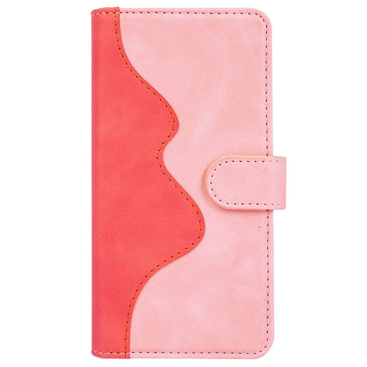 For Honor 70 Pro 5G Color Splicing Wallet Case PU Leather Magnetic Protect Flip Stand Phone Cover - Pink