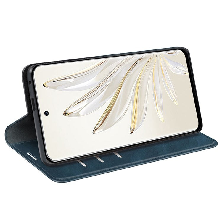 For Honor 70 Pro 5G PU Leather Wallet Case Flip Folio Stand Magnetic Absorption Protect Skin-touch Feeling Full Protection Cover - Blue