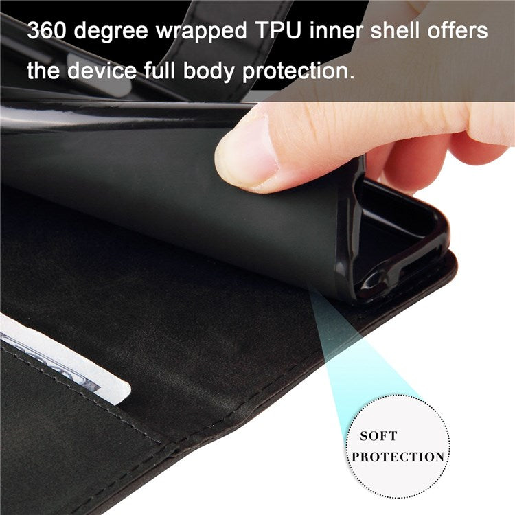 For Honor X9 4G/5G/X30/Magic4 Lite 5G/4G Outer Zipper Pocket PU Leather Wallet Cover Scratch-resistant Cell Phone Stand Protective Case - Black