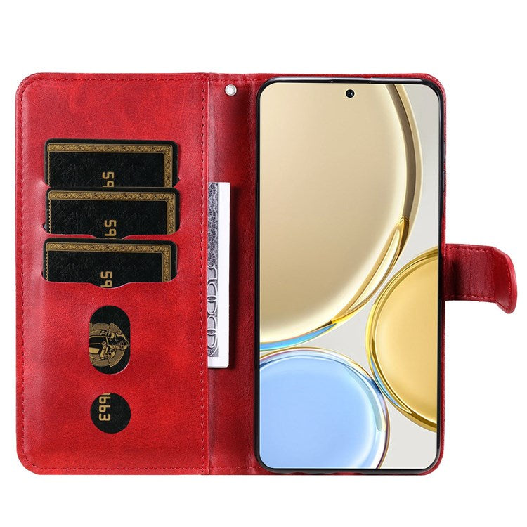 For Honor X9 4G/5G/X30/Magic4 Lite 5G/4G Outer Zipper Pocket PU Leather Wallet Cover Scratch-resistant Cell Phone Stand Protective Case - Red