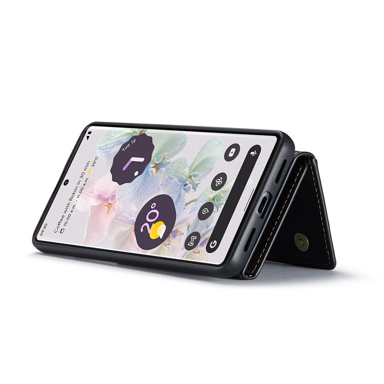 DG.MING M2 Series Magnetic Wallet Phone Case for Google Pixel 7 Pro 5G, Detachable 2-in-1 Kickstand Drop-proof Cover - Black