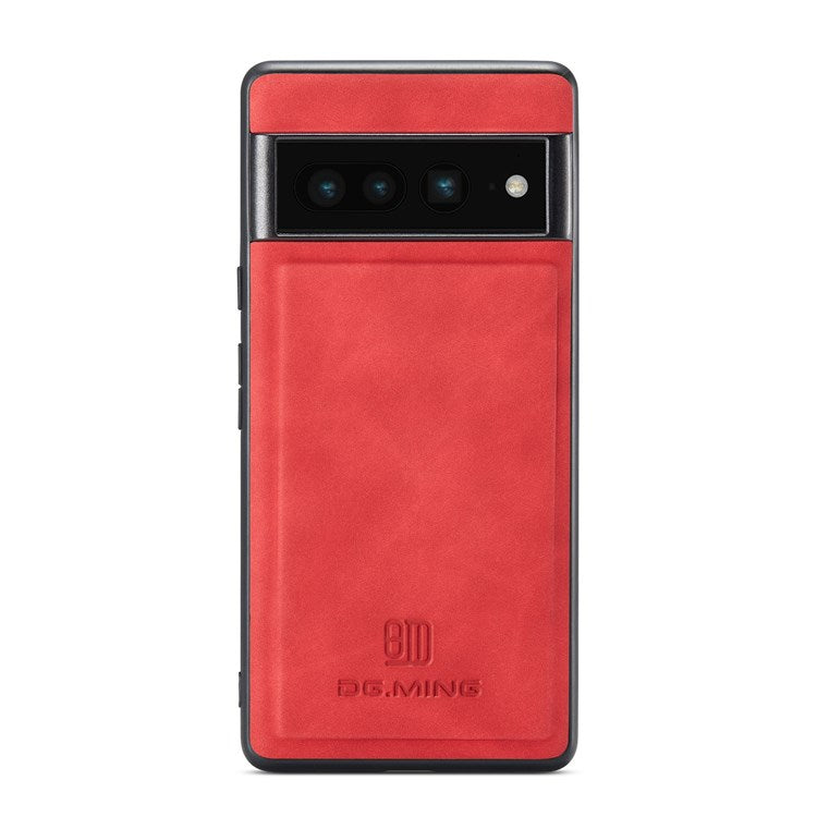 DG.MING M2 Series Magnetic Wallet Phone Case for Google Pixel 7 Pro 5G, Detachable 2-in-1 Kickstand Drop-proof Cover - Red