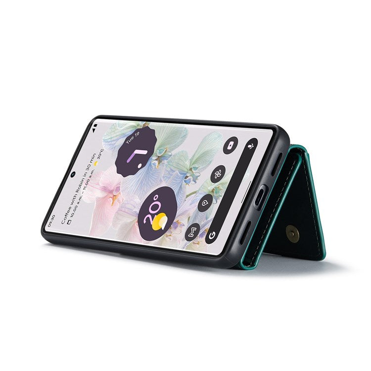DG.MING M2 Series Magnetic Wallet Phone Case for Google Pixel 7 Pro 5G, Detachable 2-in-1 Kickstand Drop-proof Cover - Green
