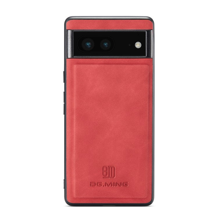 DG.MING M2 Series for Google Pixel 6a Detachable 2-in-1 Magnetic Wallet Phone Case Anti-scratch Kickstand Cover - Red