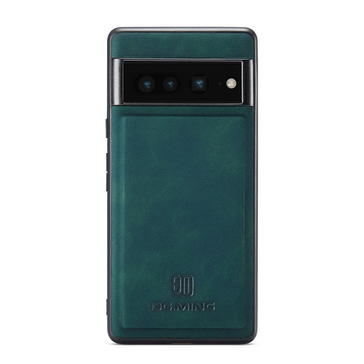 DG.MING M1 Series For Google Pixel 7 Pro 5G Magnetic Detachable Wallet PC+TPU+PU Phone Case with Kickstand - Green