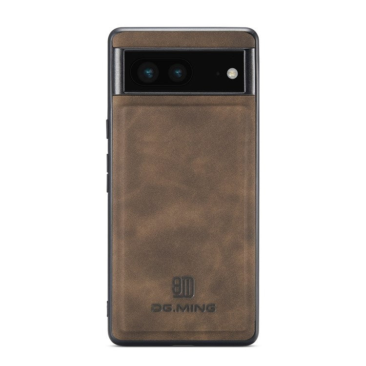 DG.MING M1 Series For Google Pixel 7 5G Magnetic 2-in-1 Wallet PC+TPU+PU Leather Phone Protective Case - Coffee