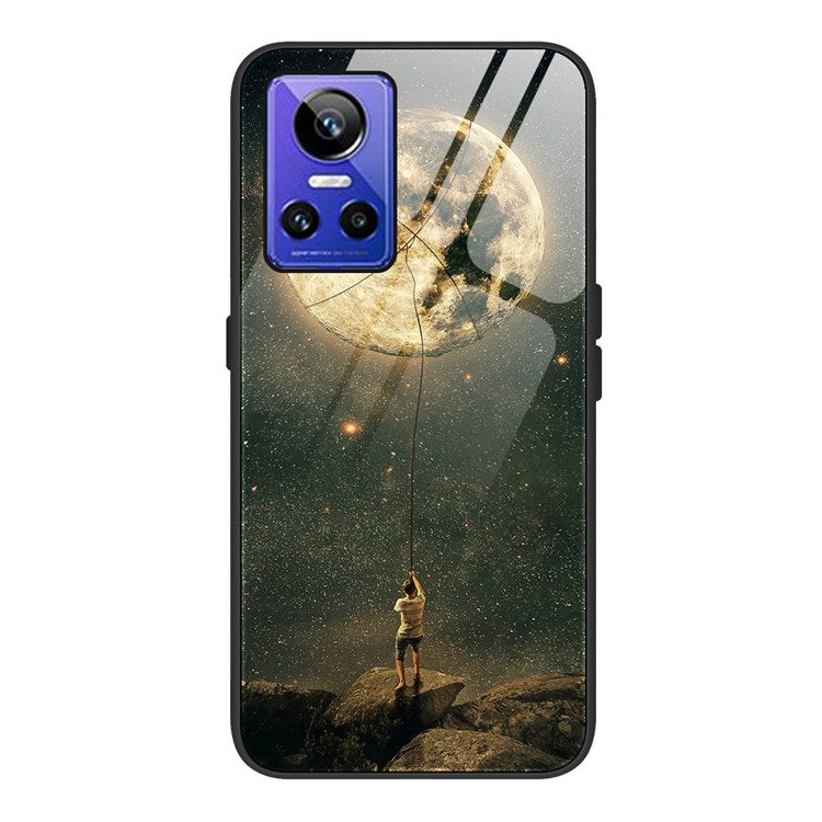 For Realme GT Neo3 Pattern Printing Phone Case Anti-scratch Tempered Glass+PC+TPU Phone Cover - Moon