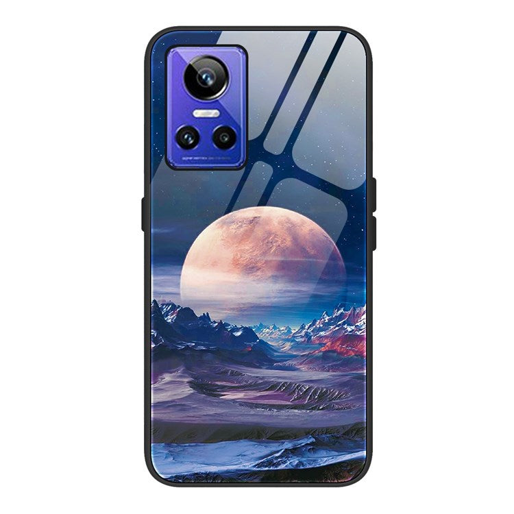 For Realme GT Neo3 Pattern Printing Phone Case Anti-scratch Tempered Glass+PC+TPU Phone Cover - White Planet