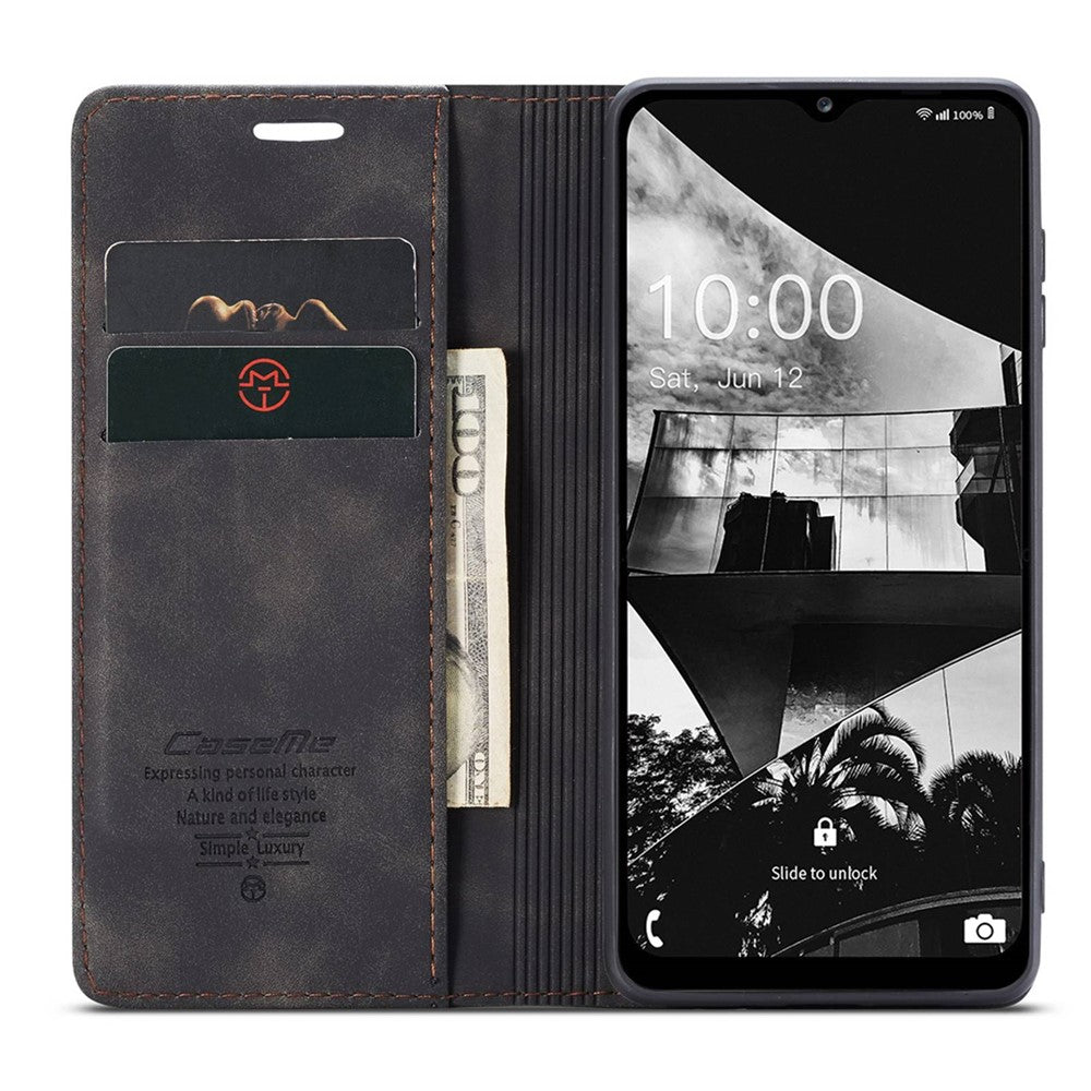 CASEME 013 Series for Samsung Galaxy M53 5G Anti-drop PU Leather Folio Flip Wallet Cover Adjustable Stand Phone Case - Black