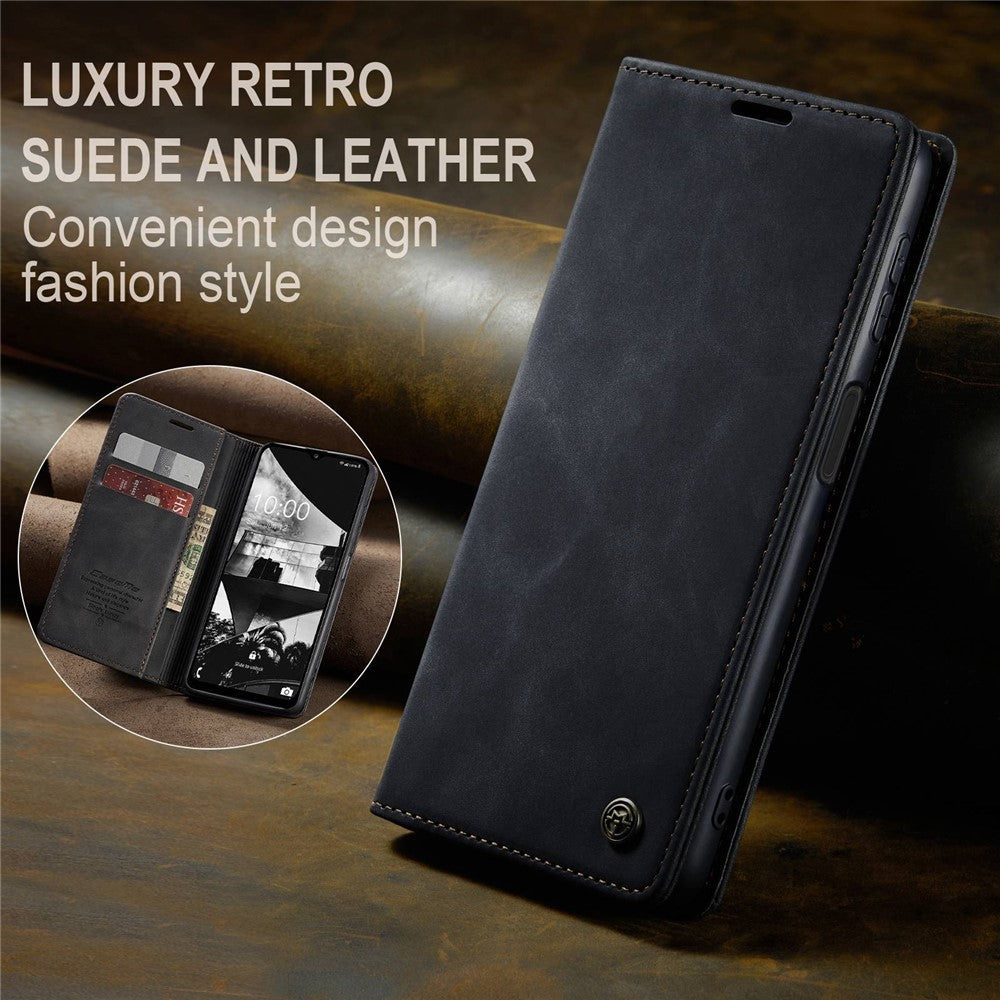 CASEME 013 Series for Samsung Galaxy M53 5G Anti-drop PU Leather Folio Flip Wallet Cover Adjustable Stand Phone Case - Black