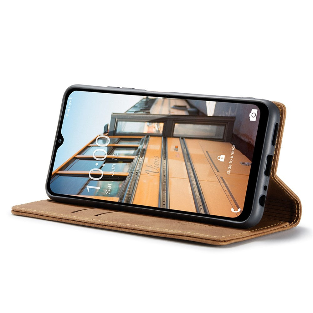 CASEME 013 Series for Samsung Galaxy M53 5G Anti-drop PU Leather Folio Flip Wallet Cover Adjustable Stand Phone Case - Brown