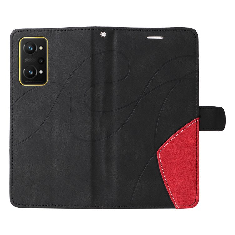 KT Leather Series-1 for Realme GT Neo2 5G/GT Neo 3T 5G Foldable Stand Phone Case Dual-color Splicing PU Leather Wallet Folio Flip Cover - Black