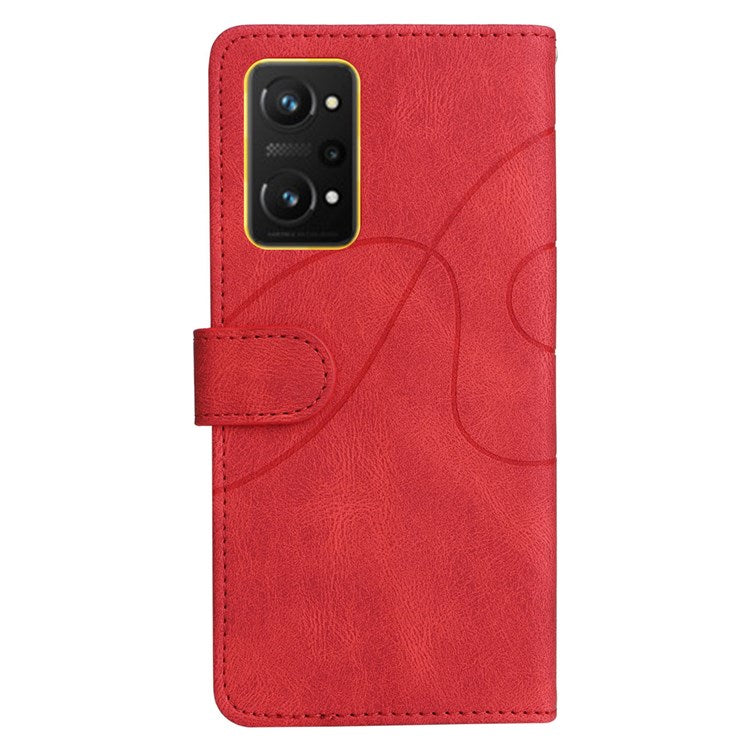 KT Leather Series-1 for Realme GT Neo2 5G/GT Neo 3T 5G Foldable Stand Phone Case Dual-color Splicing PU Leather Wallet Folio Flip Cover - Red