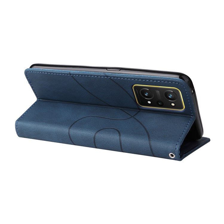 KT Leather Series-1 for Realme GT Neo2 5G/GT Neo 3T 5G Foldable Stand Phone Case Dual-color Splicing PU Leather Wallet Folio Flip Cover - Blue