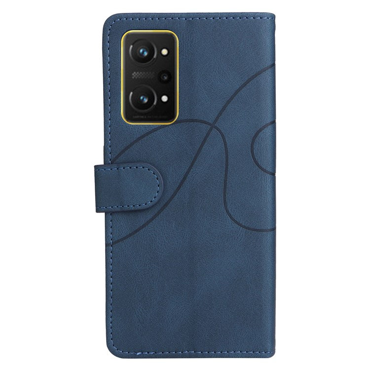 KT Leather Series-1 for Realme GT Neo2 5G/GT Neo 3T 5G Foldable Stand Phone Case Dual-color Splicing PU Leather Wallet Folio Flip Cover - Blue