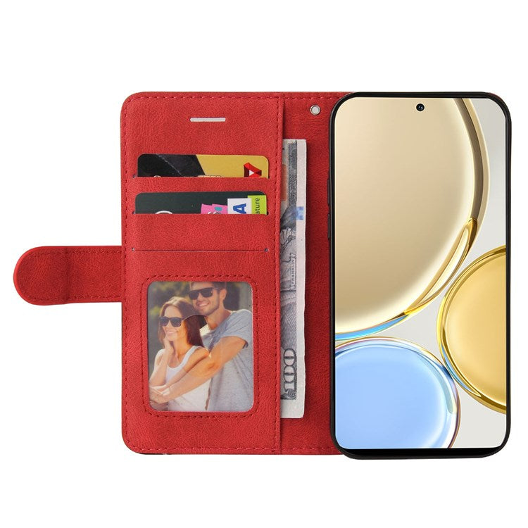 KT Leather Series-1 for Honor X9 5G/X30 5G/Magic 4 Lite 5G Dual-color Splicing Stand Wallet PU Leather Case Phone Cover - Red
