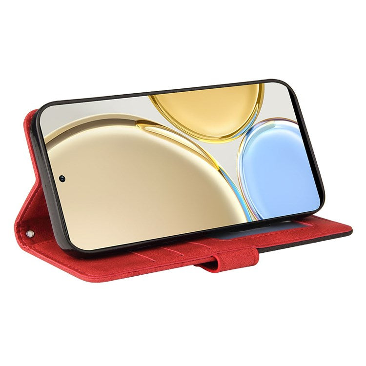 KT Leather Series-1 for Honor X9 5G/X30 5G/Magic 4 Lite 5G Dual-color Splicing Stand Wallet PU Leather Case Phone Cover - Red