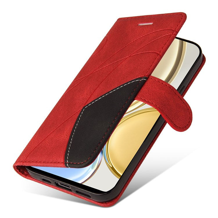 KT Leather Series-1 for Honor X9 5G/X30 5G/Magic 4 Lite 5G Dual-color Splicing Stand Wallet PU Leather Case Phone Cover - Red