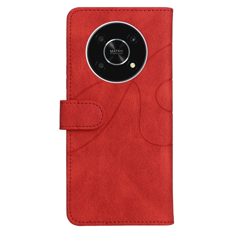 KT Leather Series-1 for Honor X9 5G/X30 5G/Magic 4 Lite 5G Dual-color Splicing Stand Wallet PU Leather Case Phone Cover - Red