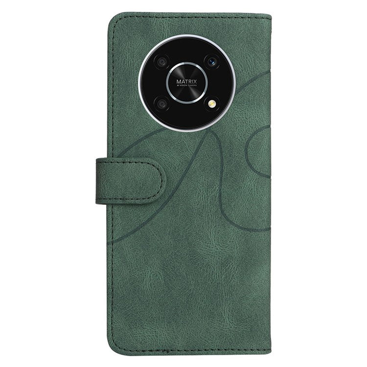 KT Leather Series-1 for Honor X9 5G/X30 5G/Magic 4 Lite 5G Dual-color Splicing Stand Wallet PU Leather Case Phone Cover - Green