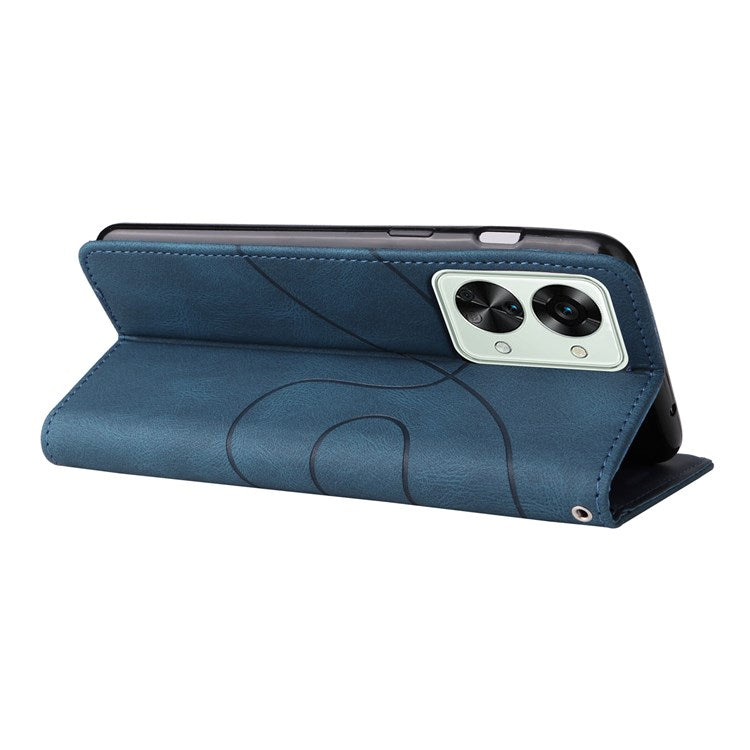 KT Leather Series-1 for OnePlus Nord 2T 5G Dual-color Splicing PU Leather Wallet Case Adjustable Stand Anti-scratch Phone Cover - Blue